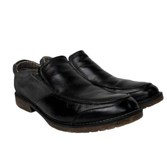 Bed Stu Fillmore Black Leather Gray Suede Slip On Lug Sole Mens Loafer 10 / 43 main image 8